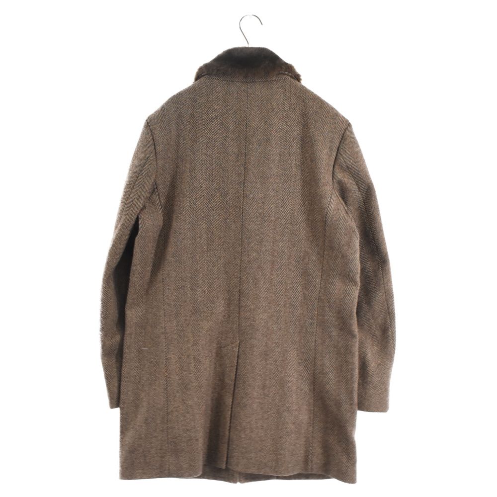 SUPREME (シュプリーム) 15AW Fur Collar Tweed Coat ファーカラーツイードコート ブラウン