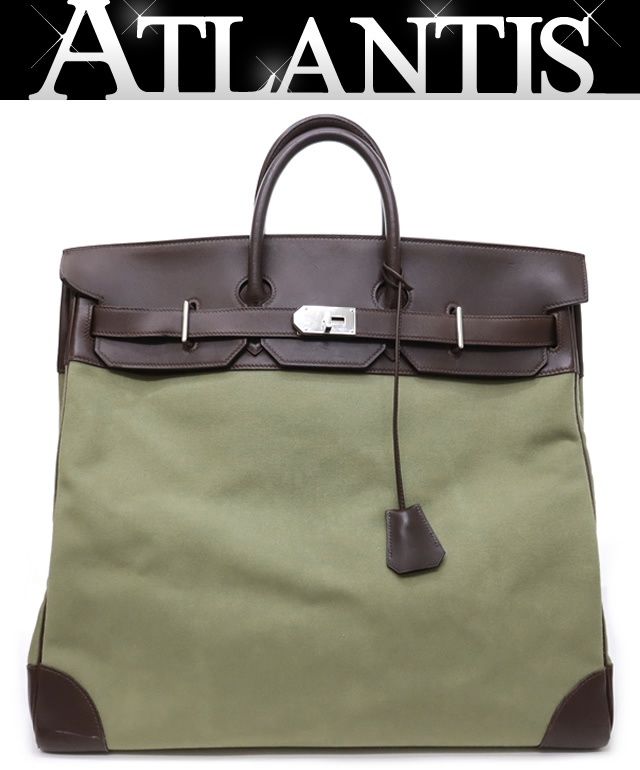 【広尾店】エルメス HERMES オータクロア50 カーキ×ハバナ トワル×スイフト SV金具 L刻印 2008年 【15691】