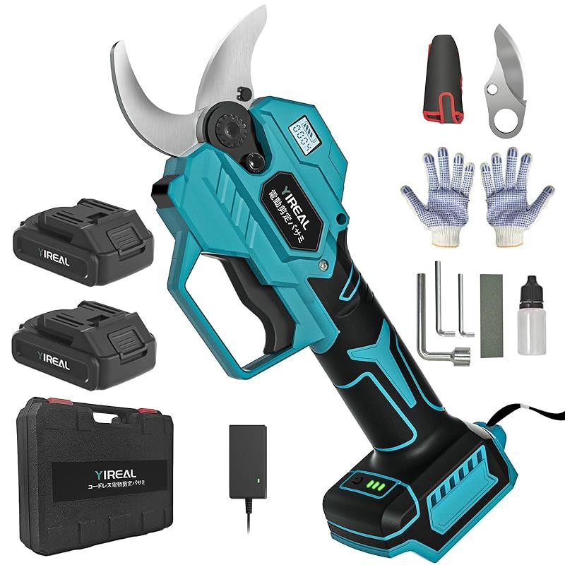 2025改良強化版 電動バサミ 電動剪定バサミ 剪定バサミ 18V切断径42mmのコードレス充電式剪定バサミ 3段階開き角度調節可 マキタ18V互換 4000mAh大容量バッテリー付き PSE認証取得済み 切断回数と残量表示ディスプレー ブラシレスモータ 0