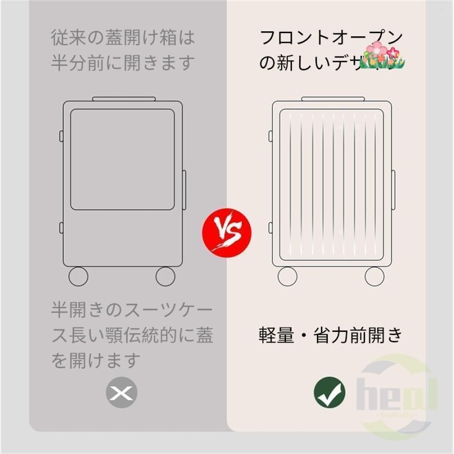 スーツケースキャリーケース機内持ち込み多機能スーツケースフロントオープン前開きUSBポート付き充電口カップホルダー付き43L|69L超軽量大容量