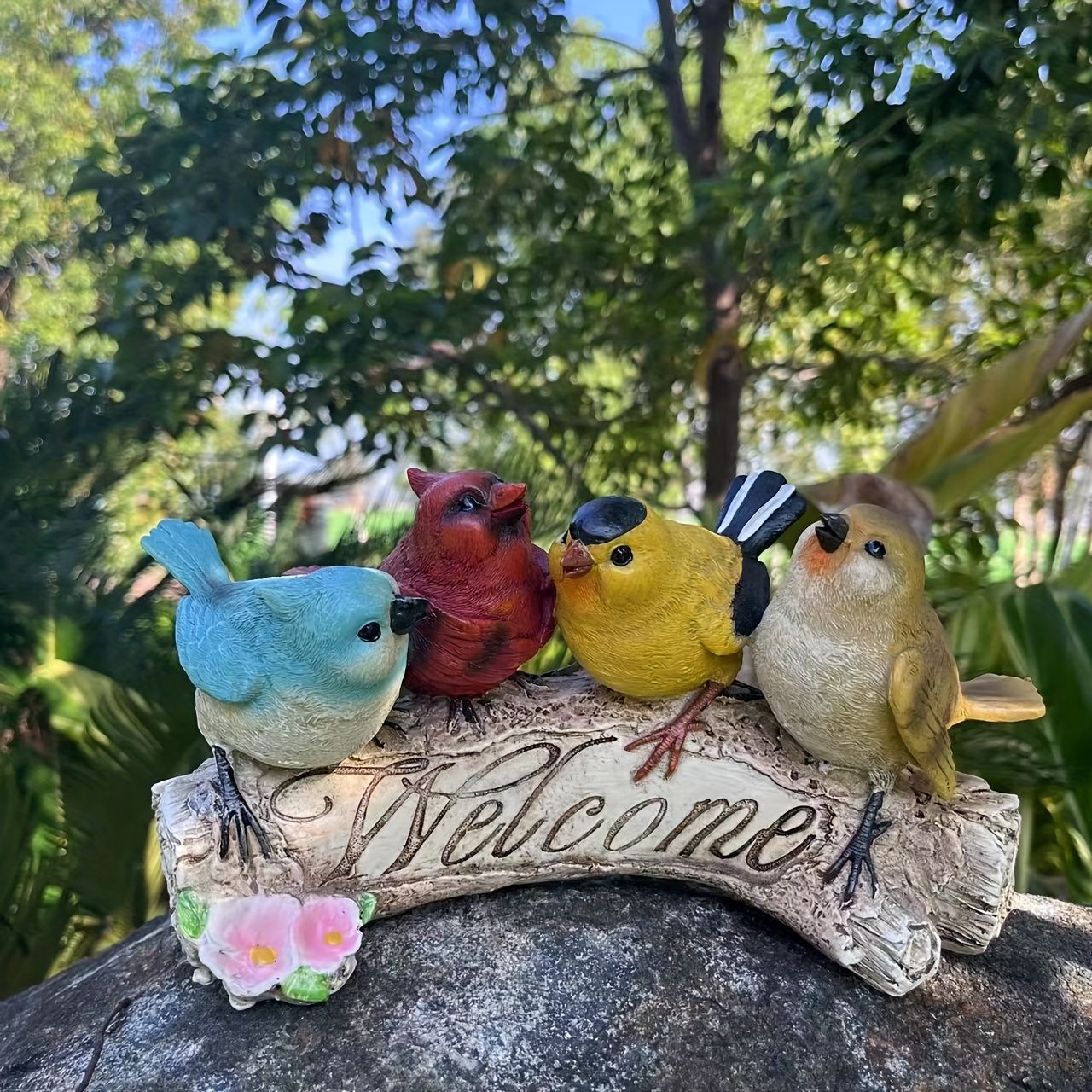 ウェルカムボード 置物 オブジェ ガーデニング 小鳥 バード 鳥 雑貨 オーナメント 玄関 ガーデン 樹脂 ギフト プレゼント インテリア雑貨