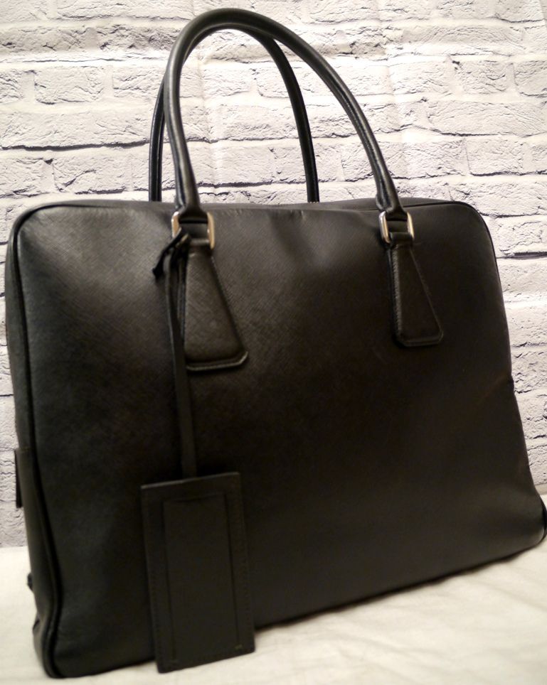 ◇PRADA プラダ サフィアーノ A4対応 レザー ブリーフケース バッグ 黒