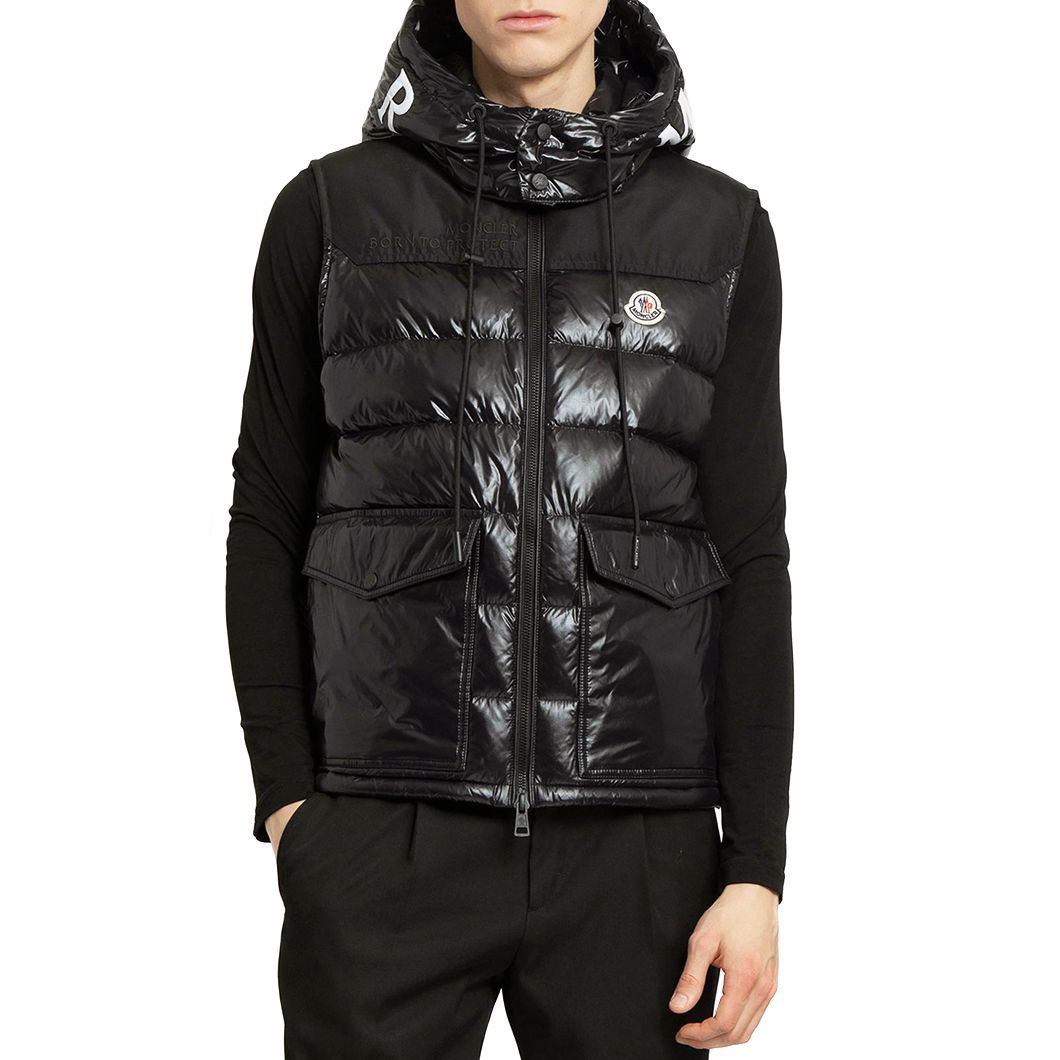 22 MONCLER モンクレール 1A00150 53A0E ブラック GENICHI ロゴ ダウンベスト - メルカリ