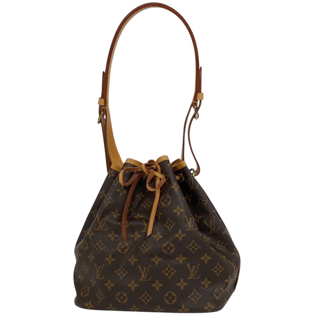 ルイ ヴィトン Louis Vuitton プチ ノエ ワンショルダー 肩掛け 巾着型 ショルダーバッグ モノグラム ブラウン M42226 レディース