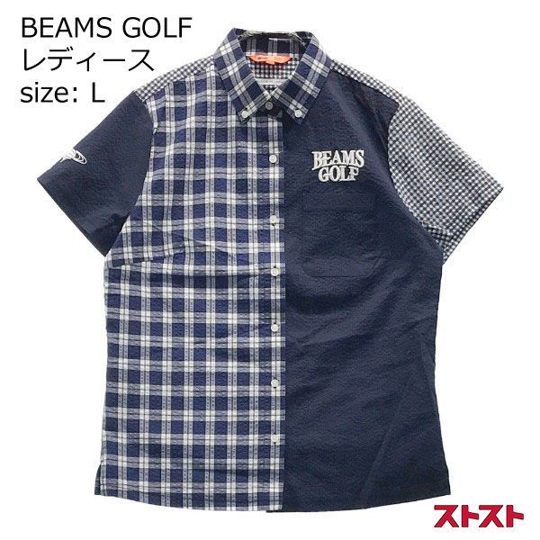 BEAMS GOLF ビームスゴルフ 半袖シャツ ボタンダウン シアサッカー L