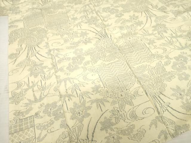 平和屋着物○本場結城紬 重要無形文化財 100亀甲 短冊文 証紙付き