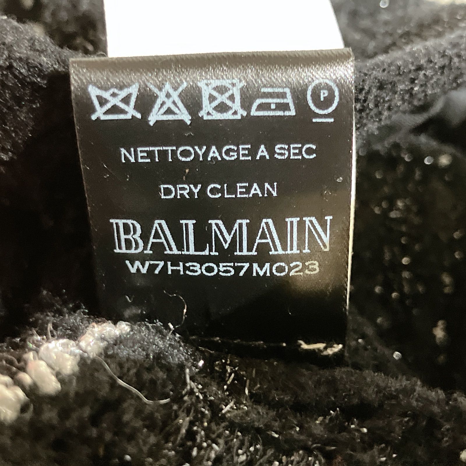 BALMAIN バルマン ロングニットコート ブラック 黒 ツィード チェック 
