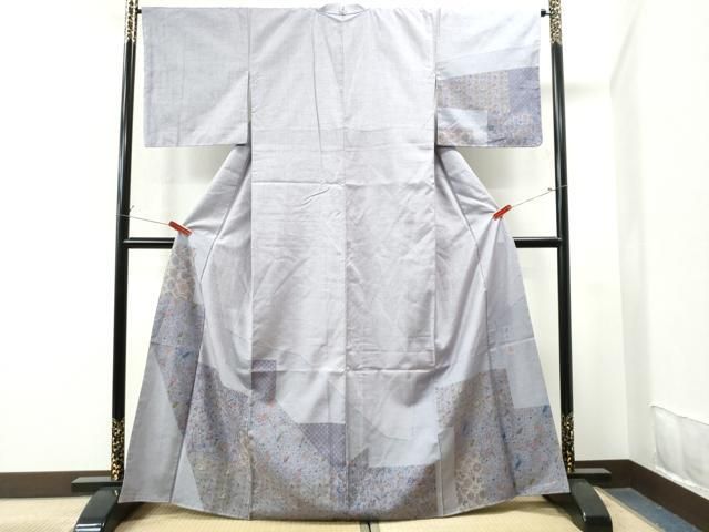 平和屋着物●訪問着 三代目 更和作 紬地 手描き 人物動物吉祥更紗花唐草文 正絹 CAAS7078yc