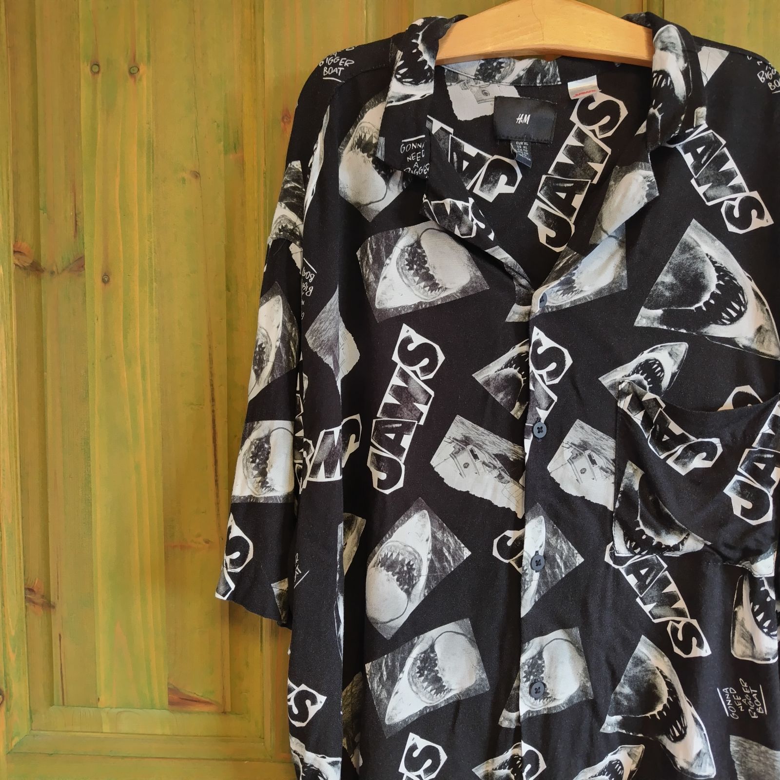 H&M エイチアンドエム 映画 JAWS ジョーズ シャツ 柄シャツ 開襟
