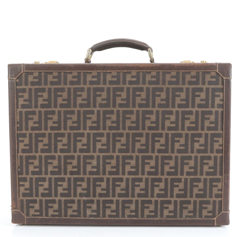 ヴィンテージ フェンディ ズッカ レザー アタッシュケース ハードケース ビジネス ブリーフケース 出張 A4 メンズ ERE CW48-4