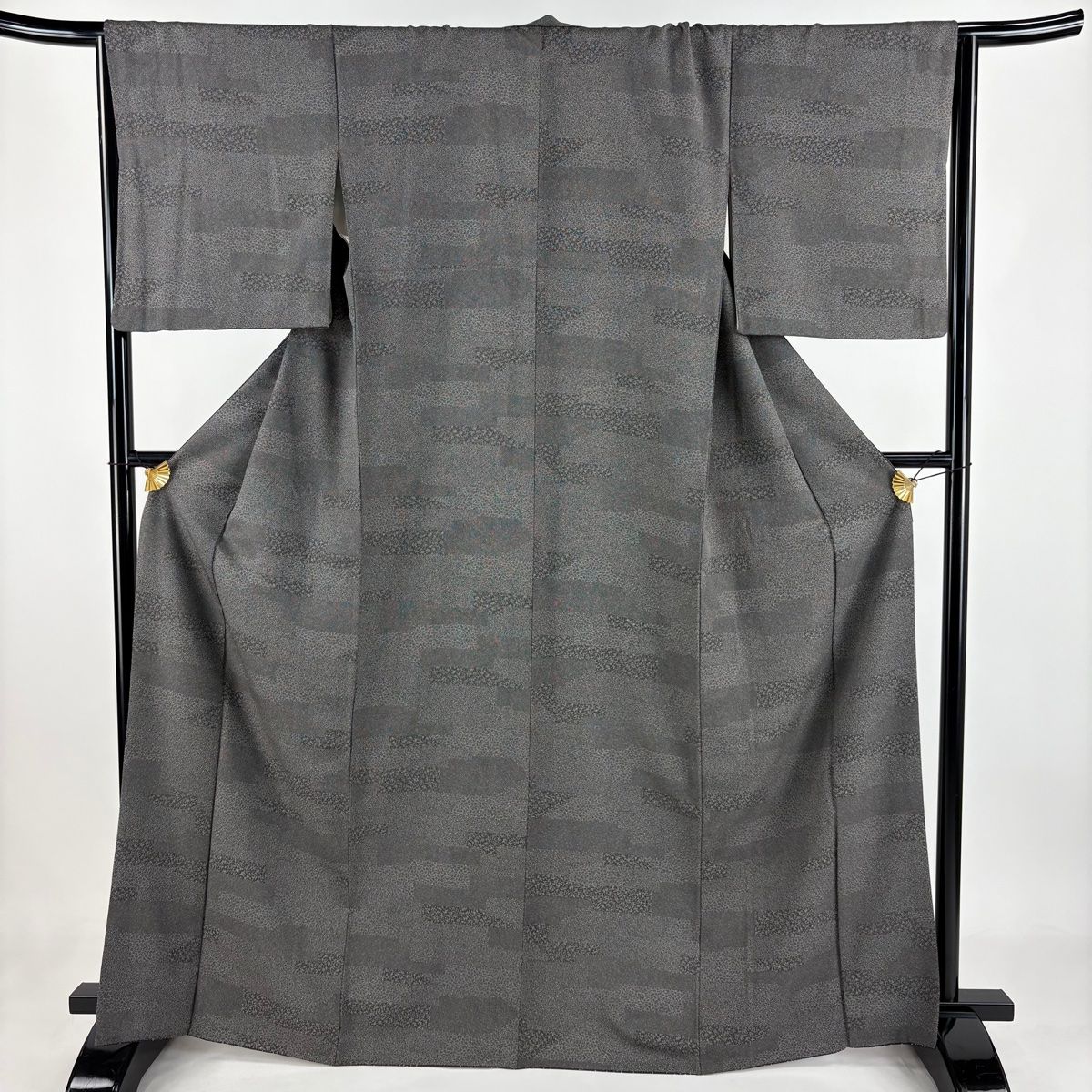 江戸小紋 身丈167cm 裄丈67cm M 袷 寄せ柄 鮫 墨色 正絹 名品 【】