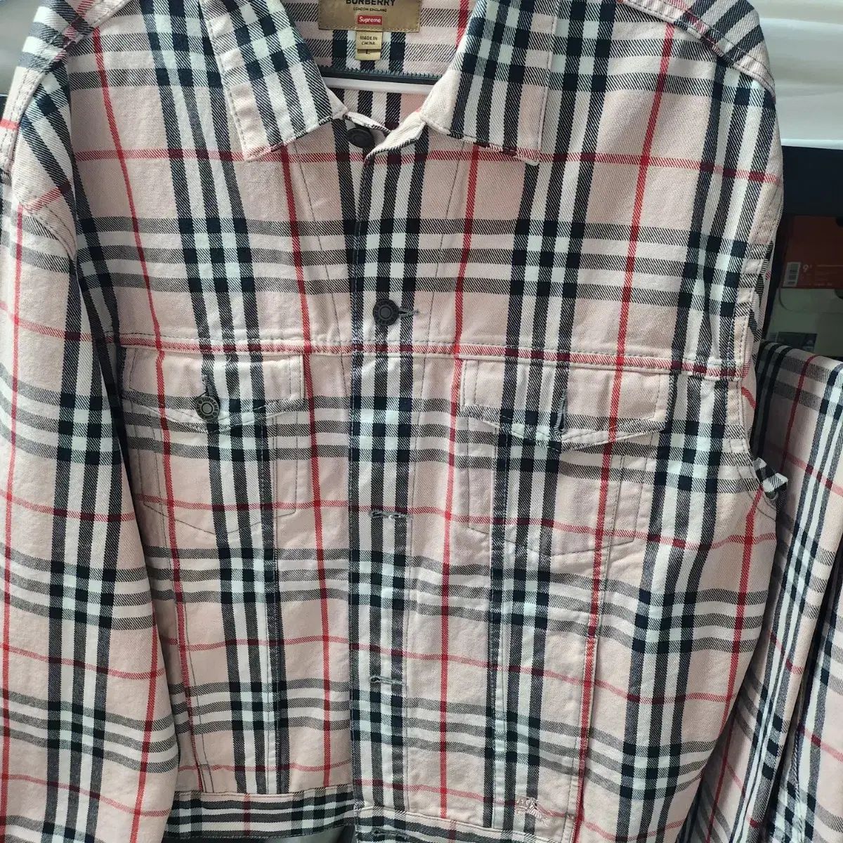 Supreme シュプリーム x BURBERRY バーバリー デニム トラッカー ジャケット ピンク 22SS