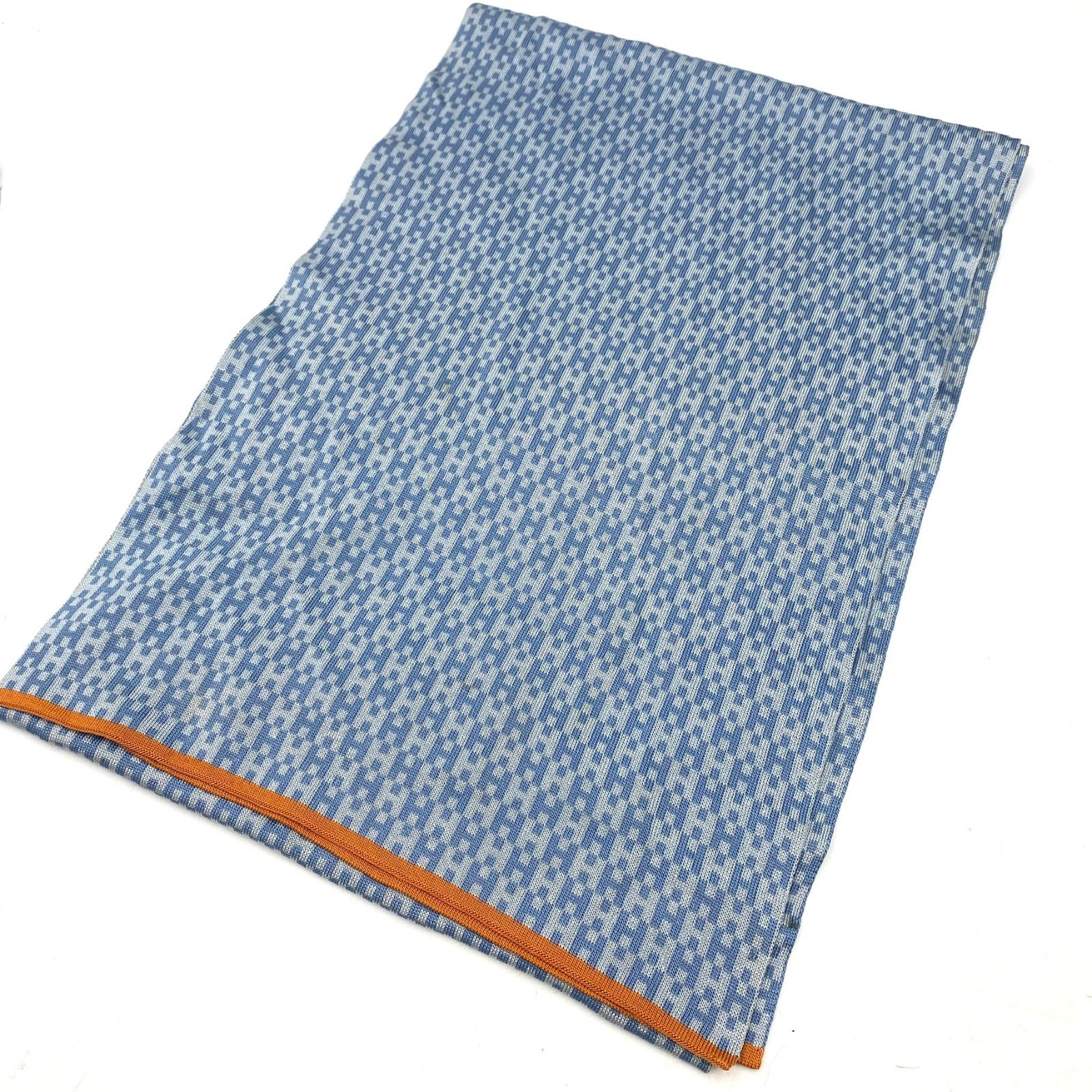 HERMES エルメス H ロゴ マフラー ストール スカーフ シルク ブルー系