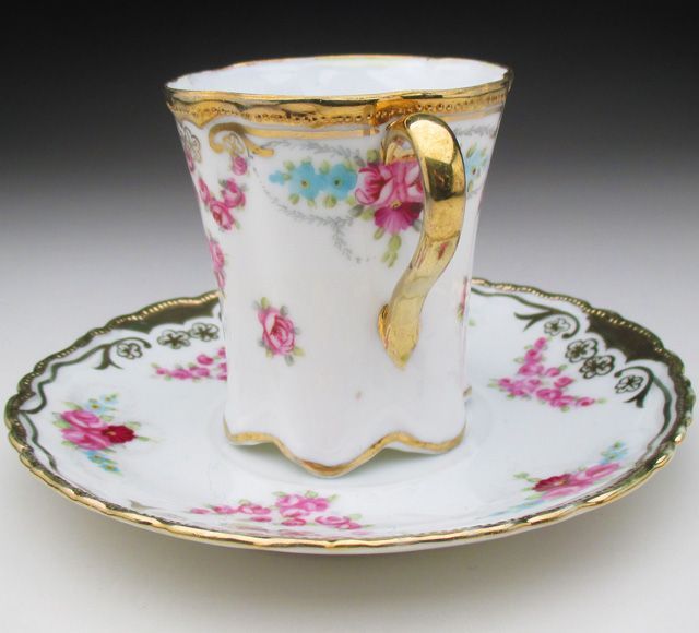 ☆完品☆オールドノリタケ 金彩金点盛上装飾花文カップ＆ソーサー