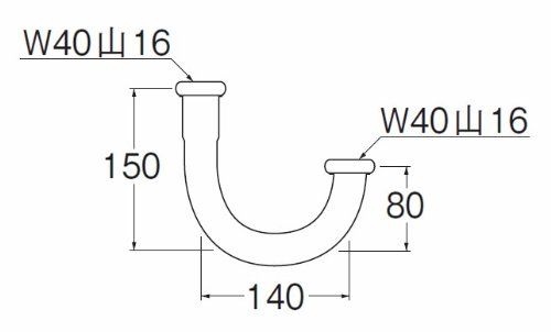 SANEI サンエイ 排水部品 幅広U管 金属製トラップ用 パイプ径32mm H70-670-32X140