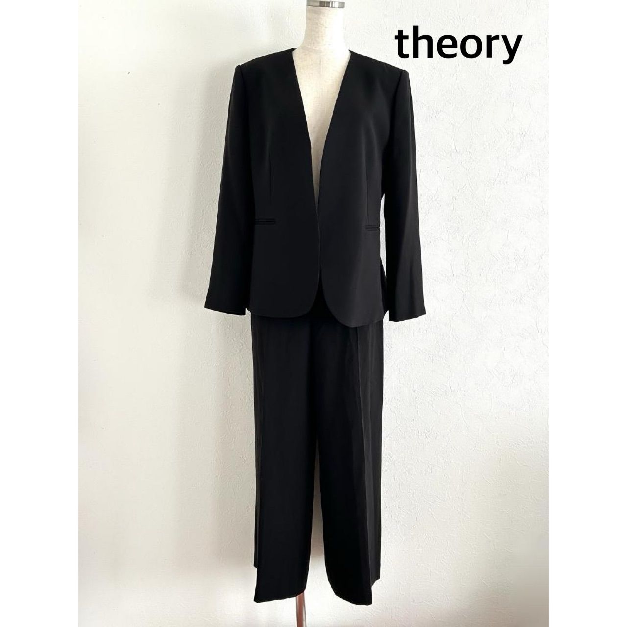 theory セオリー ジャケット-パンツ セットアップ LL相当 ブラック フォーマル 送料込み 6459217