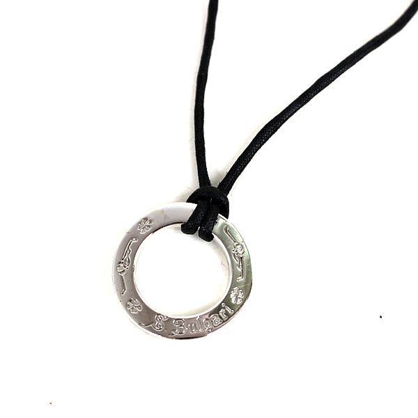 ブルガリ チョーカー ネックレス 美品 シルバー ブラック 黒 r391 【中古】