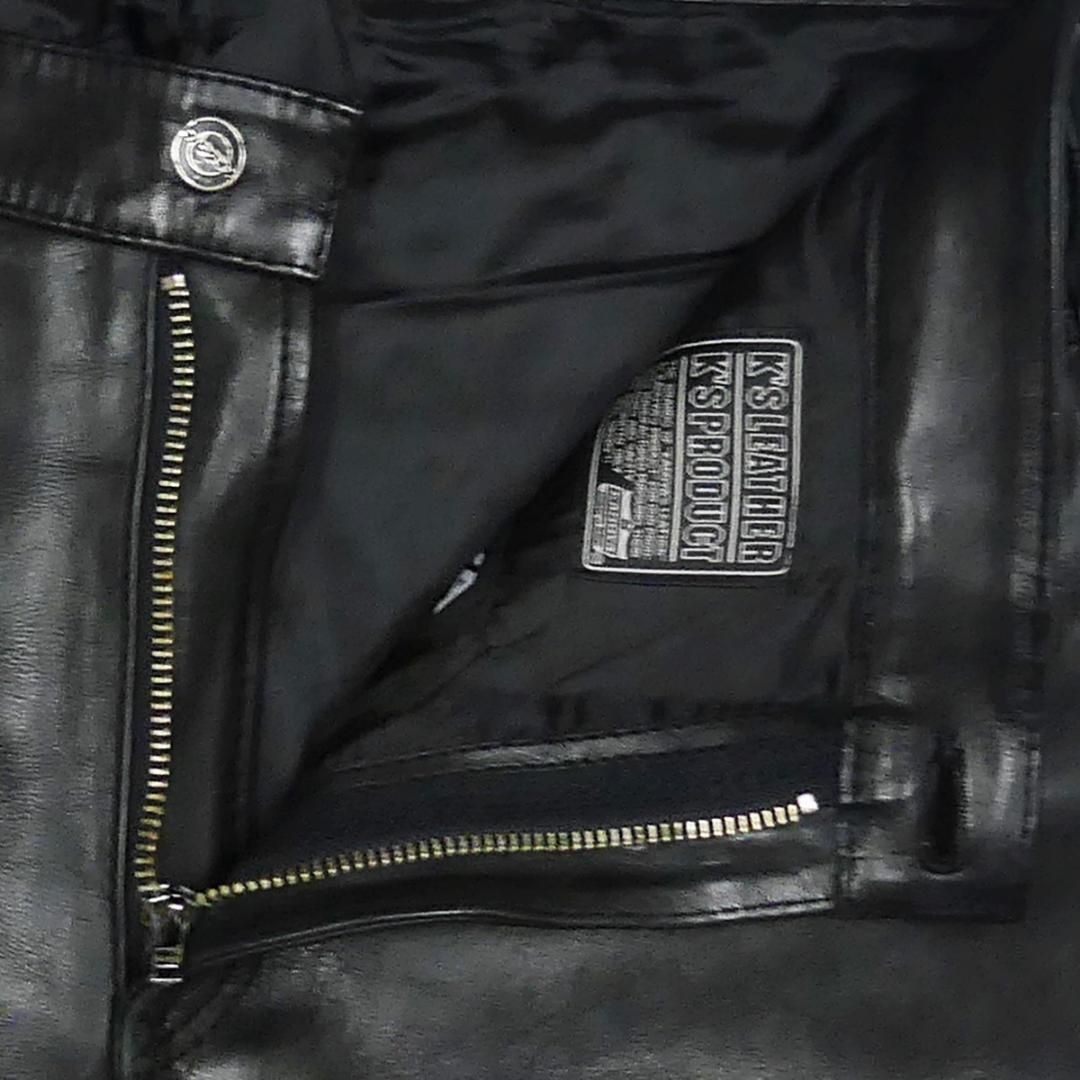 カドヤ レザーパンツ メンズ W35 黒 本革 ロック 革パンツ 皮AA1089
