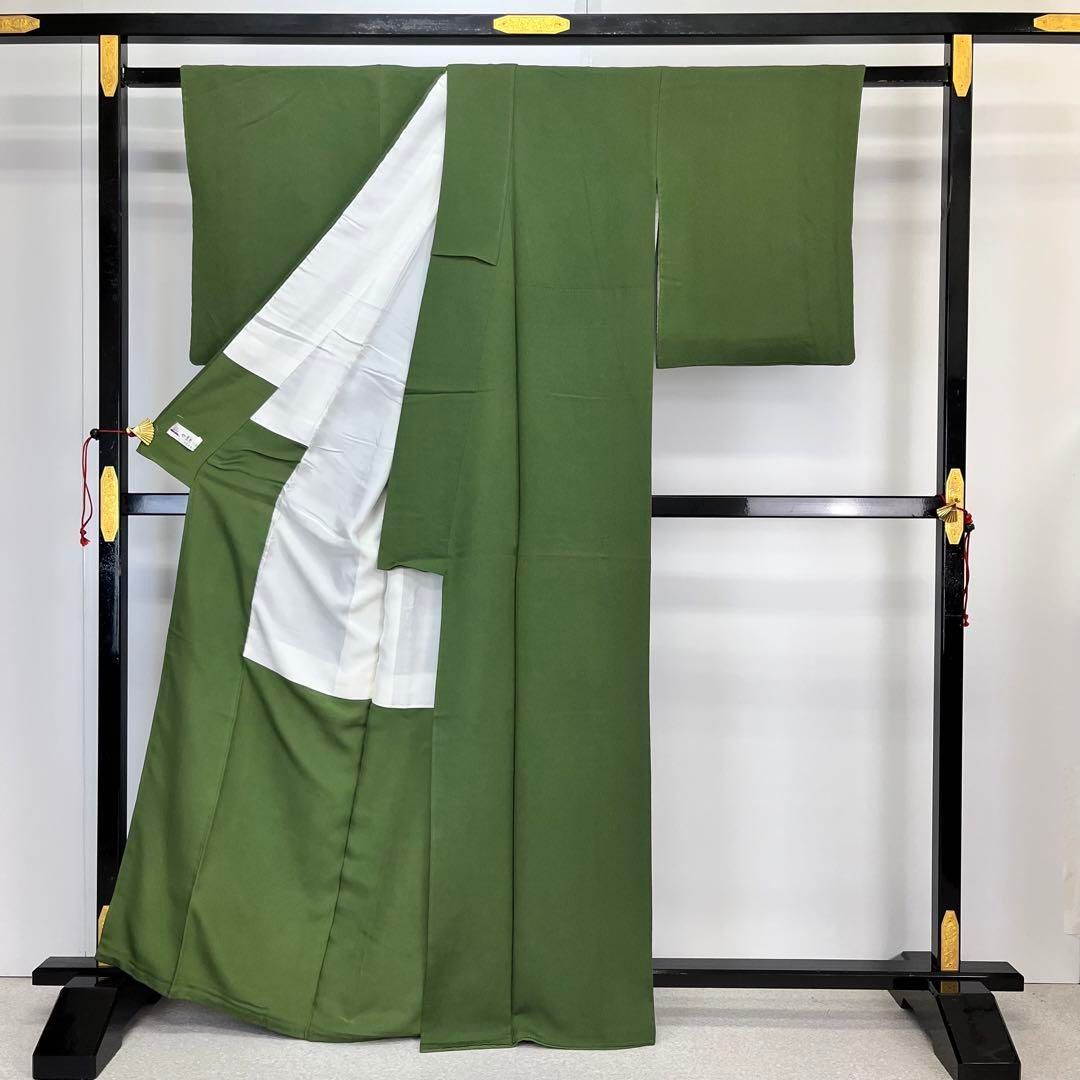 色無地 花井幸子 青丹色 縮緬 トールサイズ  K-3974 色無地 花井幸子 青丹色 縮緬 トールサイズ K-3974