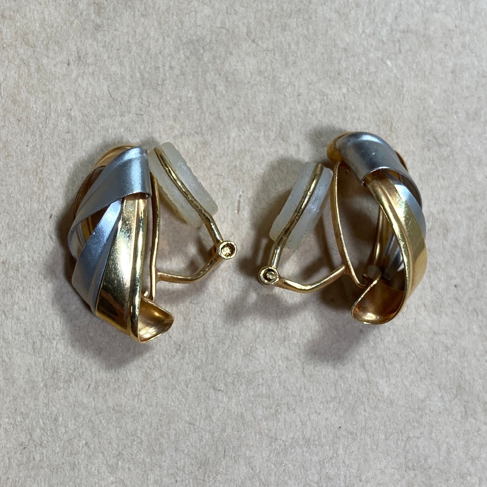 ☆ K18/Pt900刻印 18金 プラチナ プラチナゴールド コンビイヤリング 