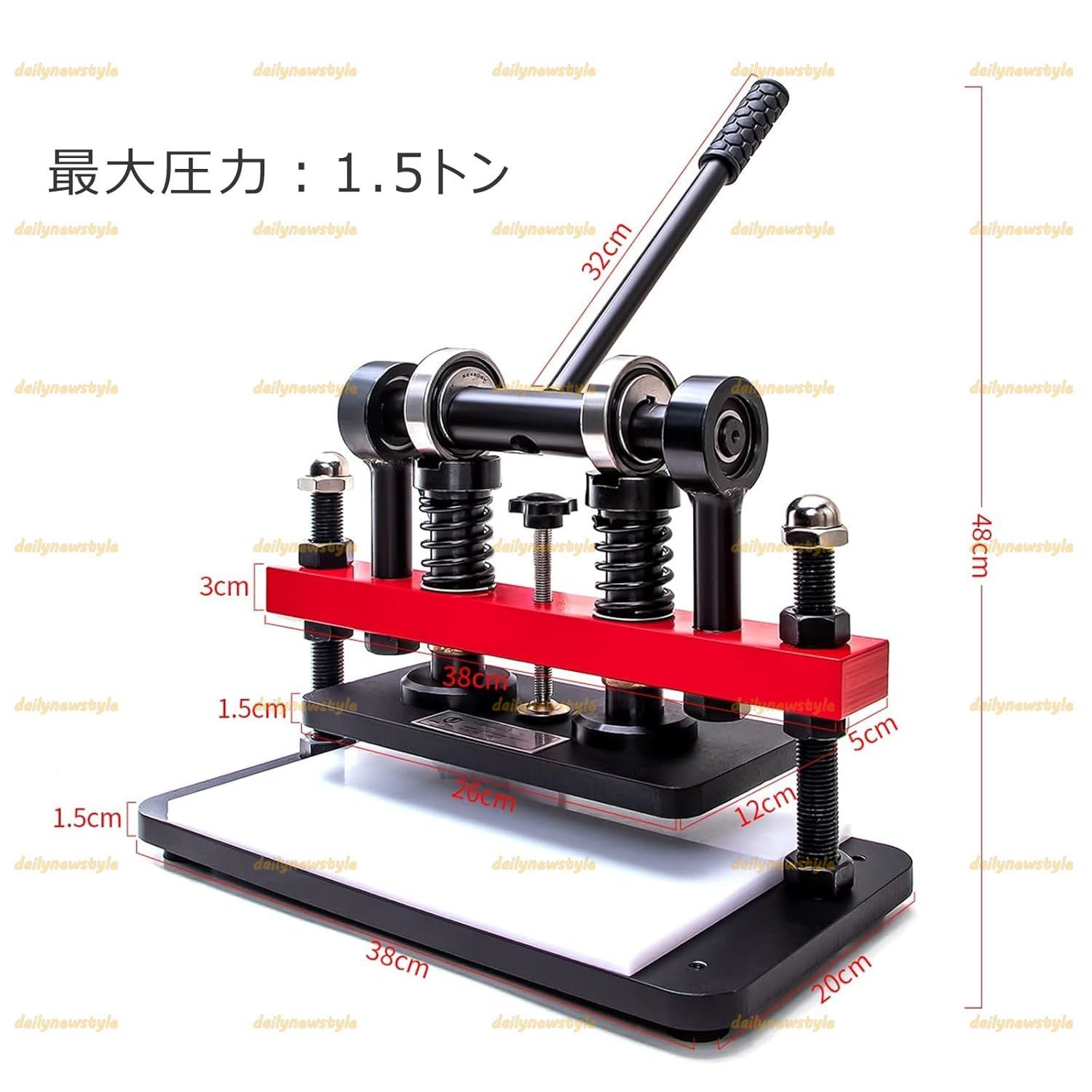 人気推薦 手動抜き型プレス機 手動革裁断機 レザーハンドプレスマニュ 革 布 紙 プラスチック フェルト等多用途 DIY ハンドクリッカー プレス レザークラフト用 工具 打ち抜きツール 家庭 作業場兼用 エンボス加工機 38×20cm