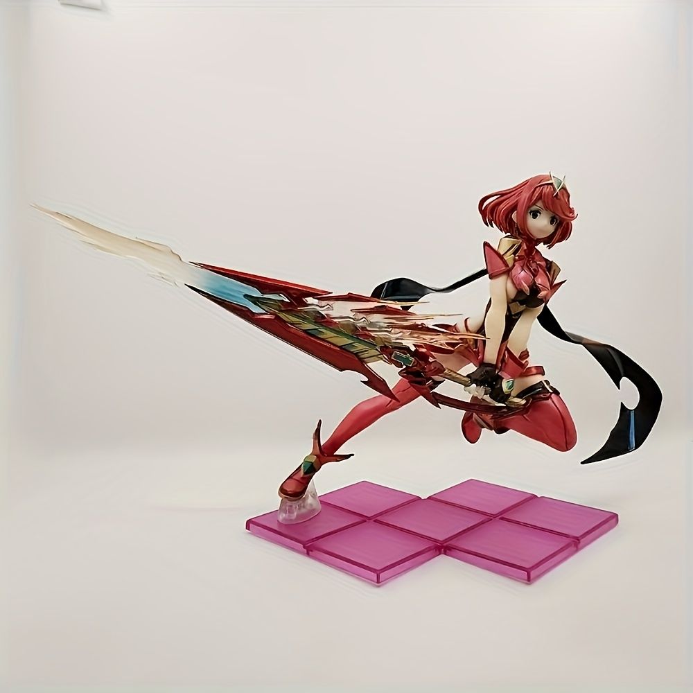 アニメレッドアーマーメカガールキャラクターフィギュア PVC素材 27.0cm 色鮮やかな剣を持っている 屋内外オフィスデスクトップ装飾に適しています 電気は必要ありません クリスマス ハロウィーン イースター 感謝祭に最適 - コレクタブルキャラクタースタ