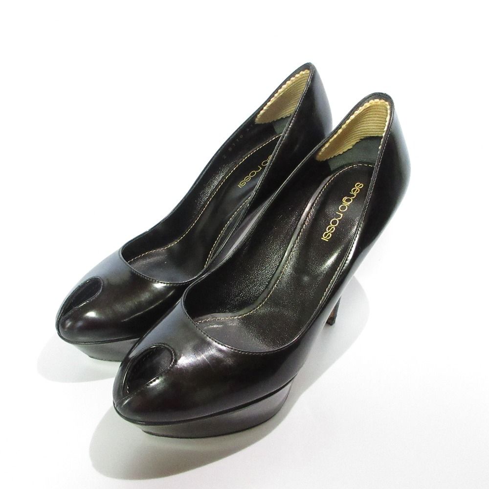 Sergio Rossi ブラックレザーハイヒールパンプス37