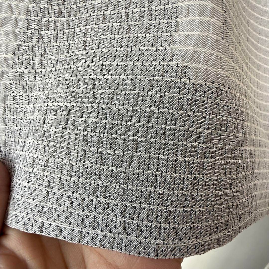 しつけ付き 着物 正絹 袷 現代 紬 162cm 膨れ機 変わり織 グレー 白 WWW_OLIVIERBERNSTEIN_COM