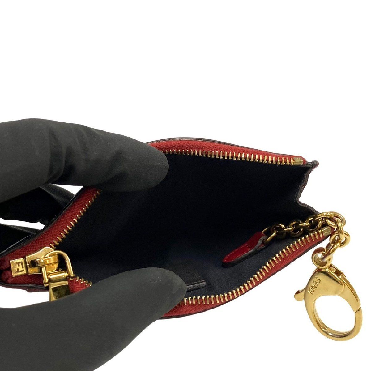 極 美品 FENDI フェンディ ズッカ 柄 FF ロゴ レザー ミニ 財布