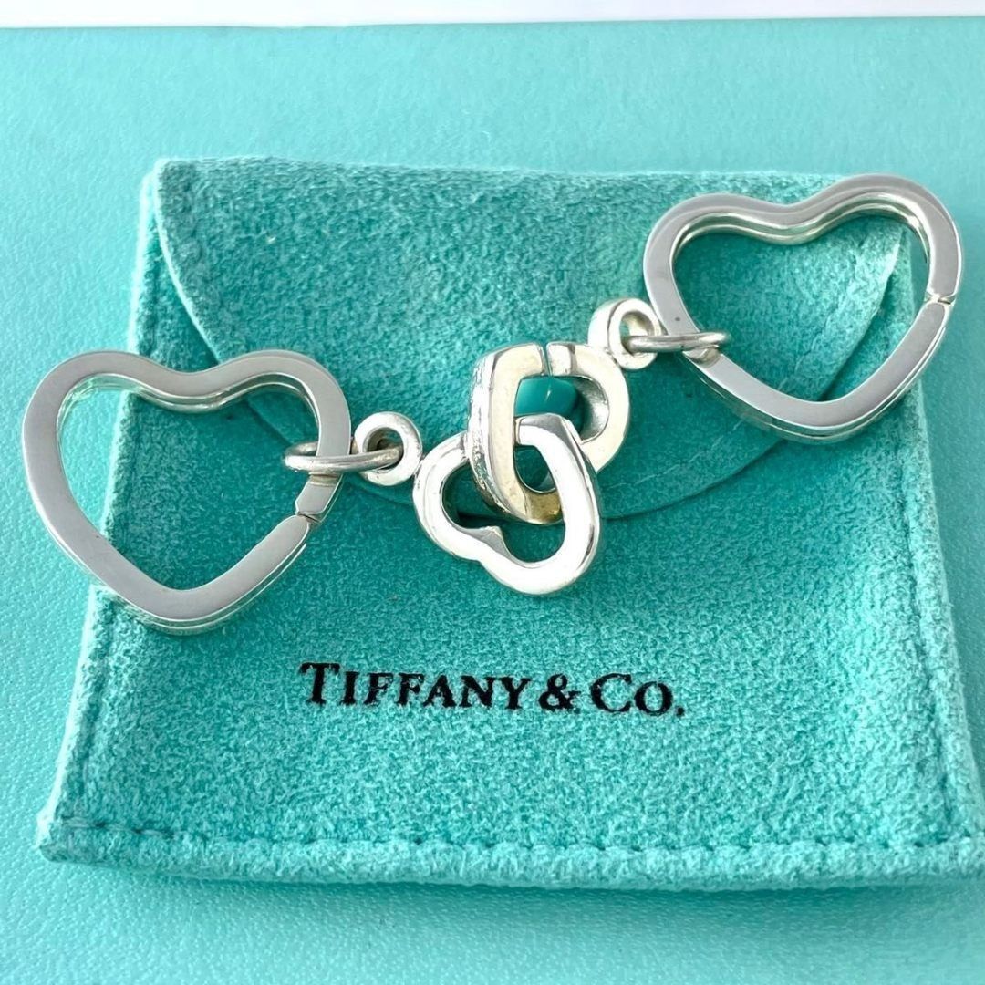 ティファニー ハート リンク ペア キーリング キーホルダー シルバー Q69f