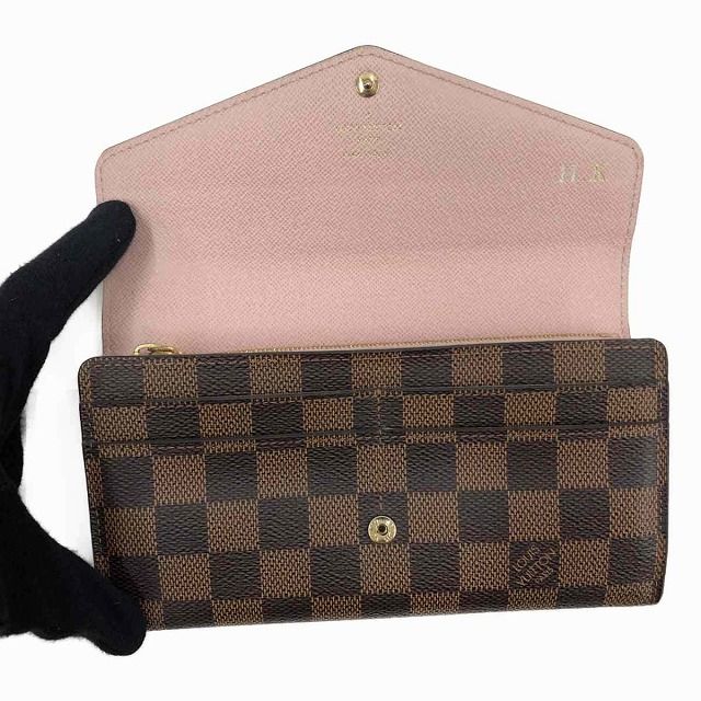 □□LOUIS VUITTON ルイヴィトン ポルトフォイユ・サラ イニシャル有（H.K） N60114 ローズバレリーヌ