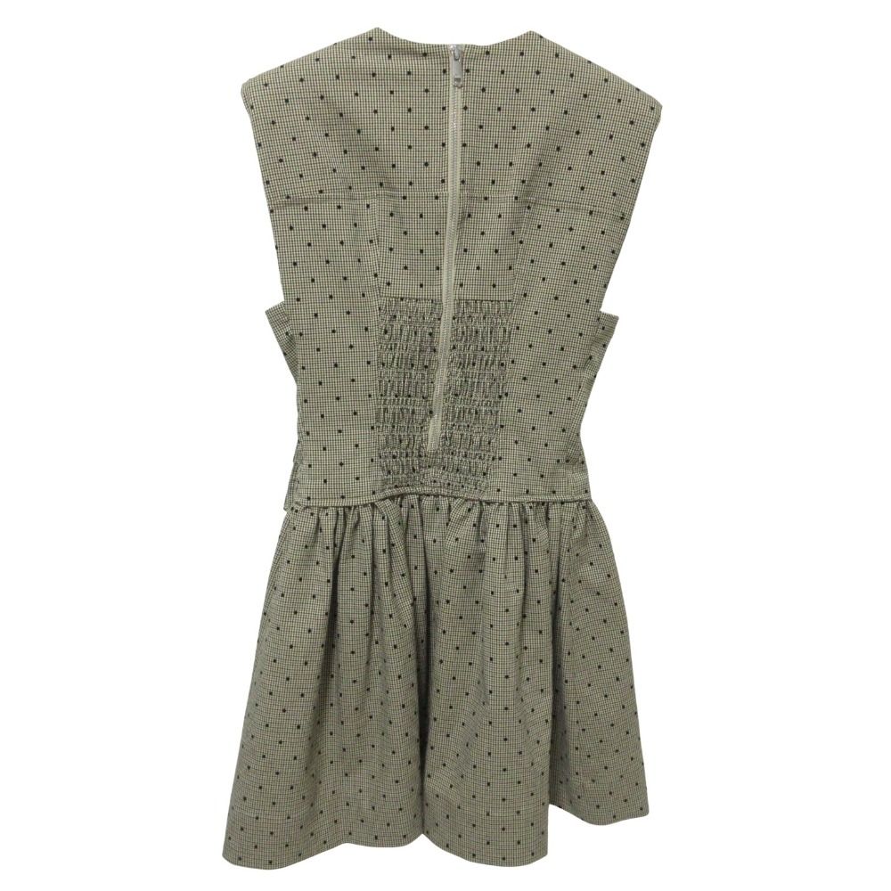 25SS GANNI ガニー polka dot mini dress ノースリーブ ミニドレス ワンピース サイズ32 ブラウン レディース 古着