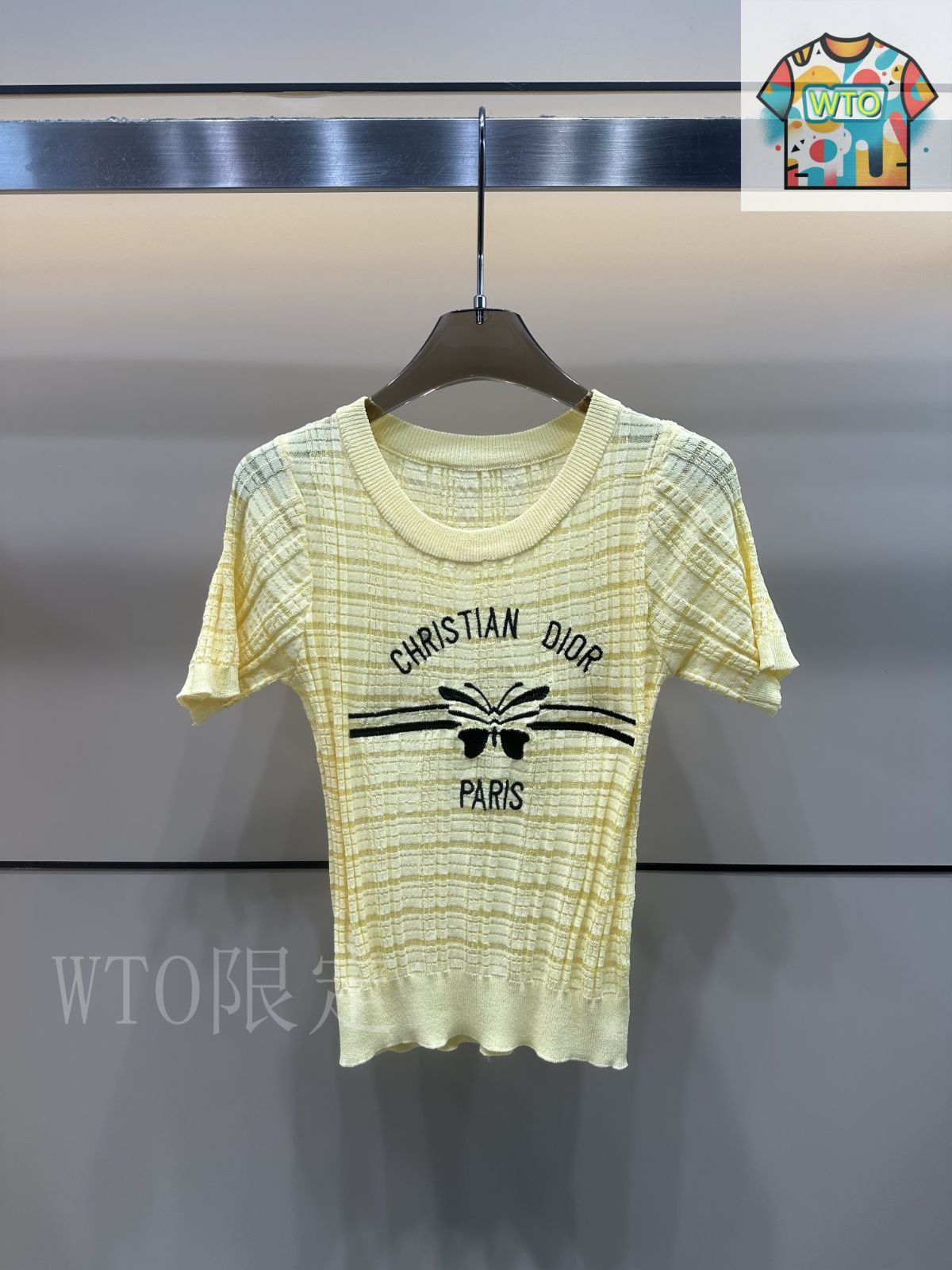 今日特価】Dior ディオール 刺しゅう透かしニット短袖 T シャツ
