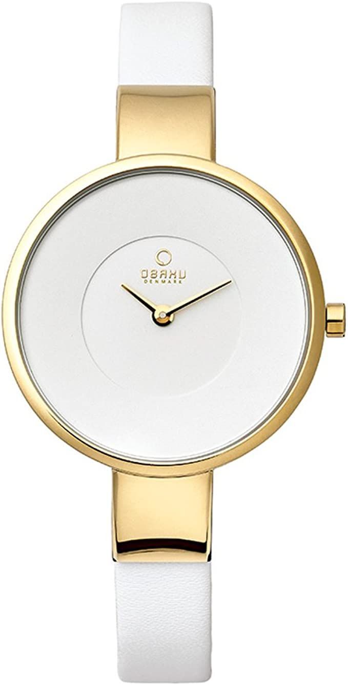 展示品 OBAKU オバク 時計 レディース 腕時計 32mm ゴールドケース ホワイト レザー V149LXGIRW