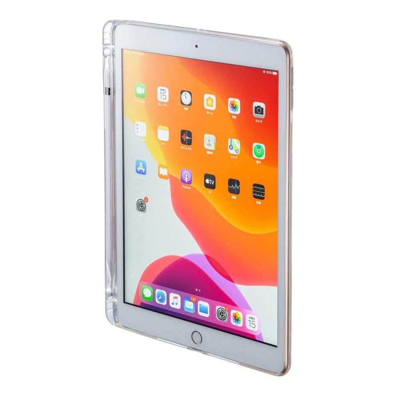 サンワサプライ iPad 10.2インチ Apple Pencil収納ポケット付きクリアカバー PDA-IPAD1618CL