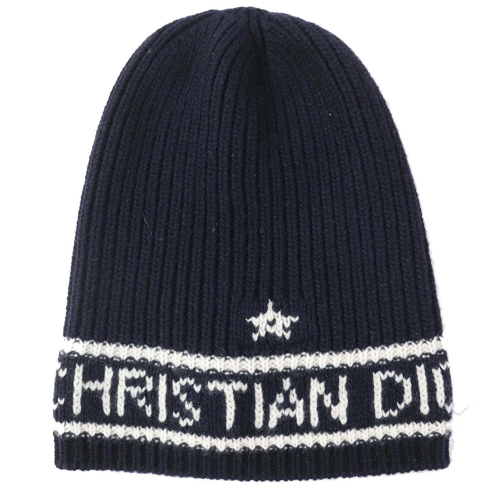 登場! CHRISTIAN DIOR.シグネチャーニットキャップネイビー×オフ白 帽子