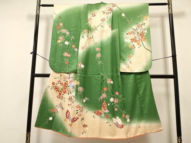 子供着物 十三詣り 13歳 花車 松 金彩 CK-7376 平和屋着物[]女の子 十三参り 子供 祝着 駒刺繍 飾花文 金彩