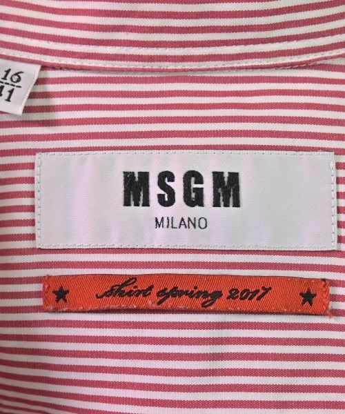 MSGM カジュアルシャツ 41(XL位) 赤x白(ストライプ)