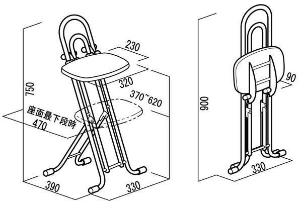 ルネセイコウ 高さ調節が自由な折りたたみチェア