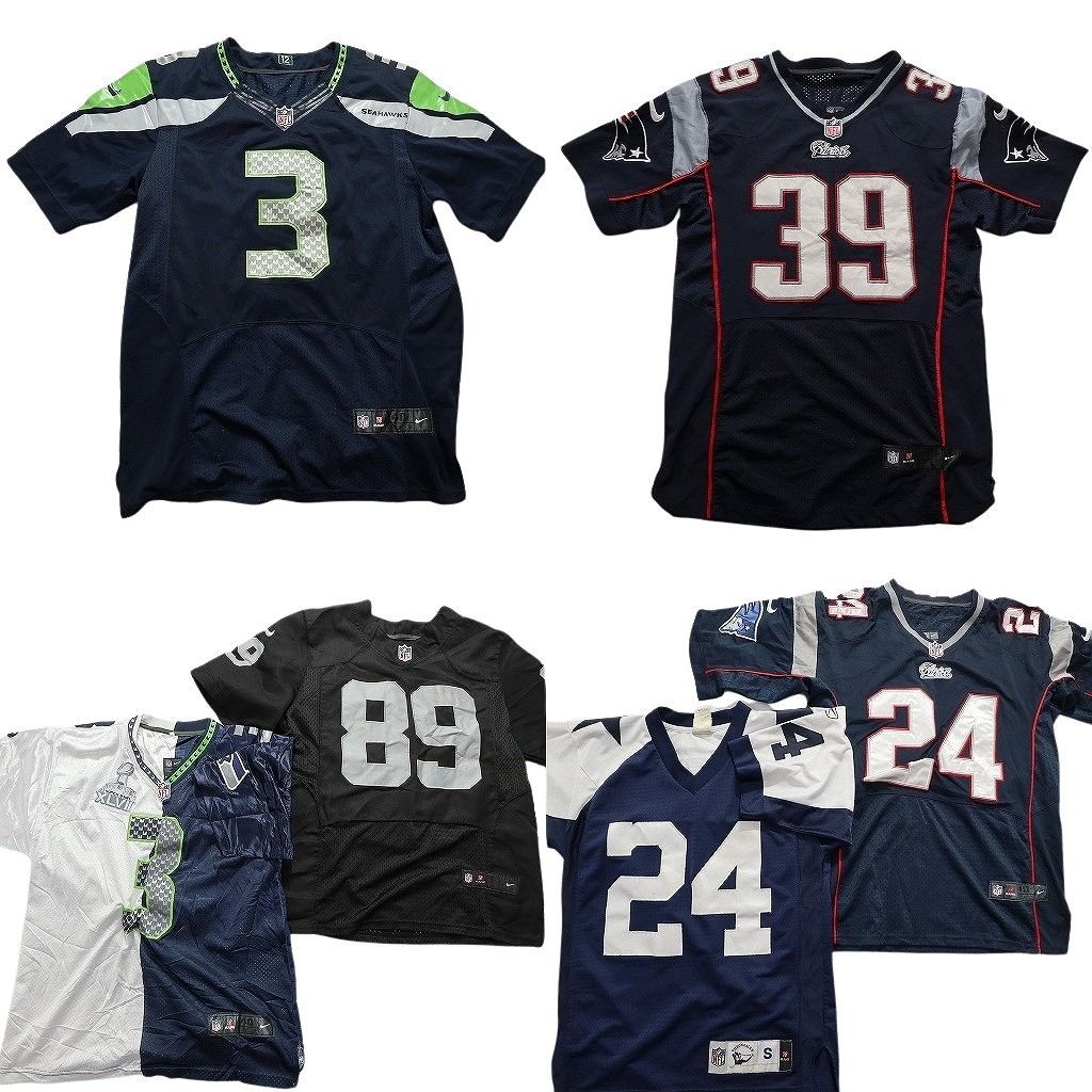古着卸 NFL ゲームシャツ ユニフォーム 6枚セット メンズ Ｓ |40 シーホークス ナイキ ペイトリオッツ 古着 NA6206