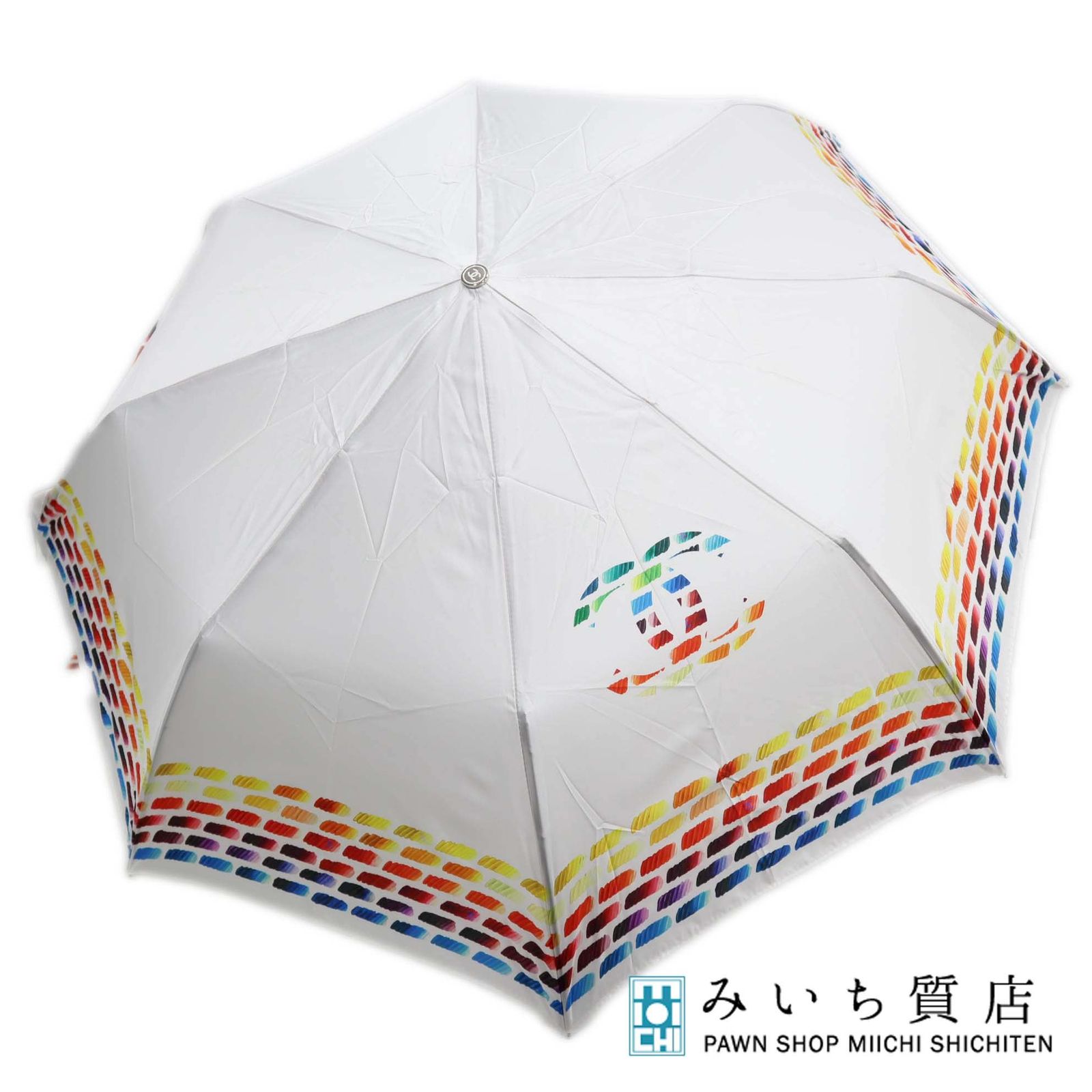 未使用 CHANEL シャネル 折り畳み傘 傘 雨具 ワンタッチ クレヨン 