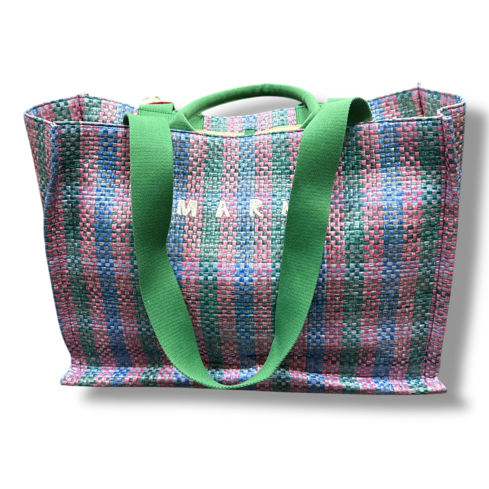 国内正規 参考上代165000円 未使用品 MARNI Raffia Weaving Check 