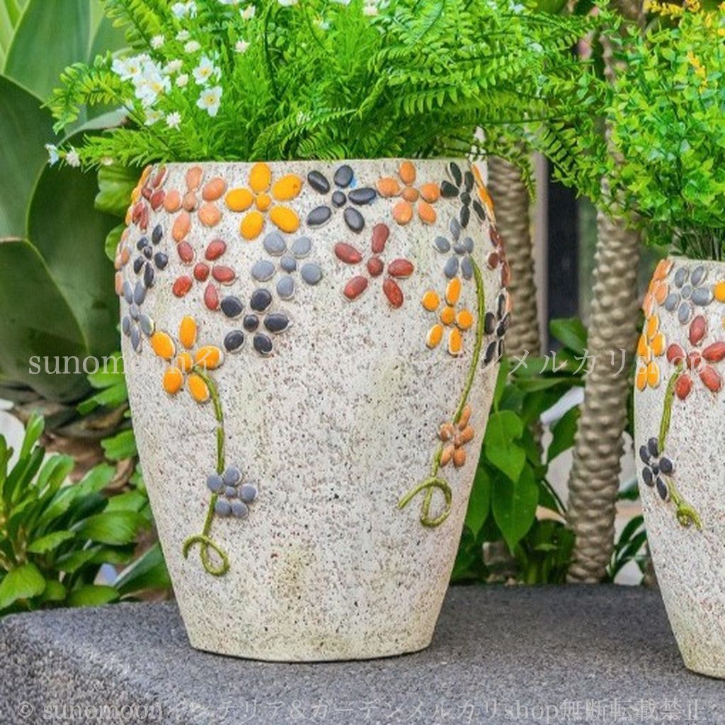 フラワーポット 鉢植え 8-14 ガーデンインテリア ガーデニング 雑貨 庭の装飾 ガーデン雑貨 石 花模様 ガーデン プランター お洒落 おしゃれ 大きい 高強度酸化マグネシウム素材 植木鉢 インテリア