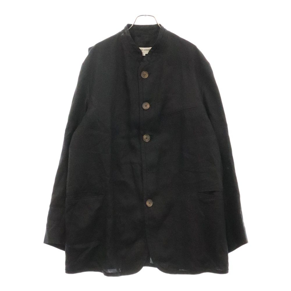 黒タグ ジョルジオアルマーニ ロングコート 1枚仕立て ウール スタンドカラー GIORGIO ARMANI (ジョルジオアルマーニ) リネン スタンドカラー ロング