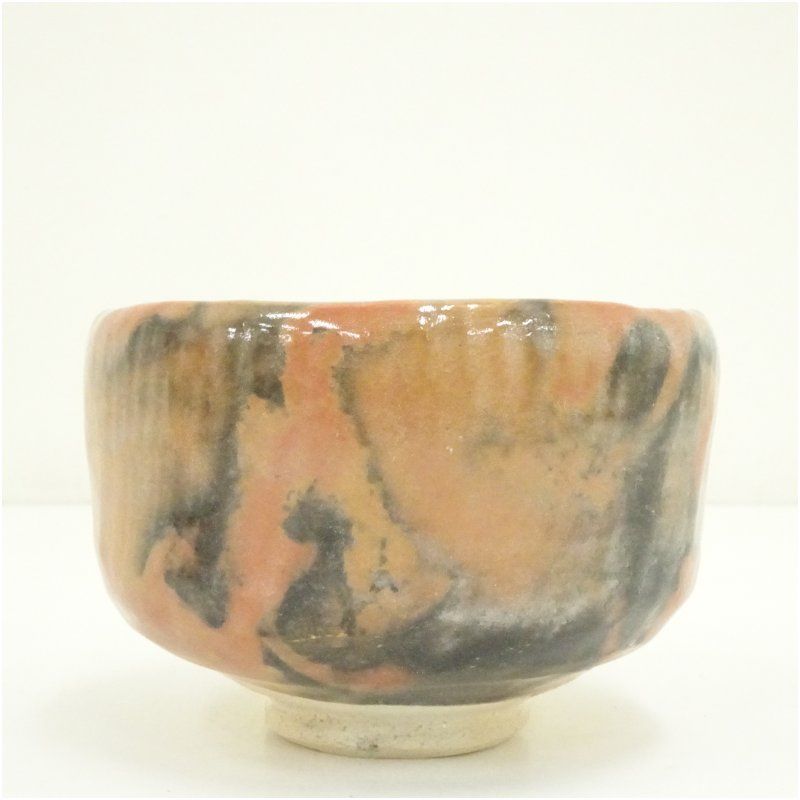 逢絢亭】茶道具 嶋台茶碗 楽焼 赤楽 金銀一双 佐々木松楽 共箱入り 逢