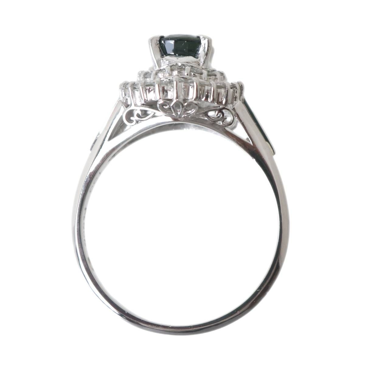 ヴィンテージ 刻印 サファイア ダイヤ プラチナ リング Pt900 Pt900/プラチナ 天然サファイア ダイヤリング 1.00・0.33ct刻印 16号