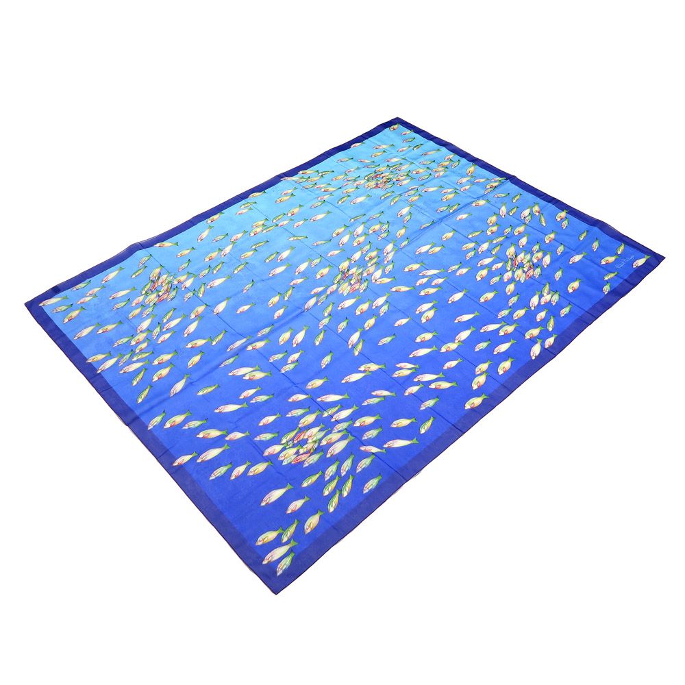 名東】パテックフィリップ 大判スカーフ 魚柄 ブルー ノベルティ品