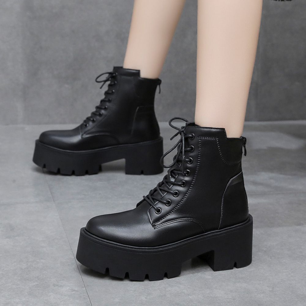 ☆ ブラック ☆ 38(24cm) ☆ ショートブーツ 厚底 pmyboot54 ショート