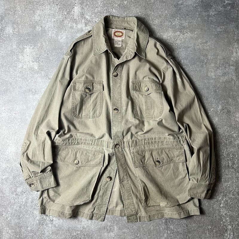 80s 旧タグ BANANA REPUBLIC コットン サファリ ジャケット XL