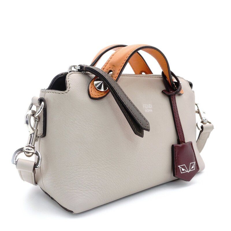 フェンディ FENDI バイザウェイ ミニ ハンドバッグ レザー ベージュ×オレンジ 2way クロスボディ 7-8-141